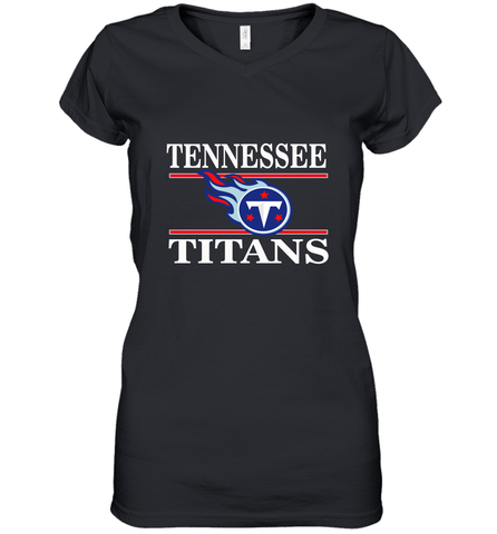 NFL Tennessee Titans Logo Champion Women's V-Neck T-Shirt Women's V-Neck T-Shirt / Black / S Women's V-Neck T-Shirt - belovedtshirt