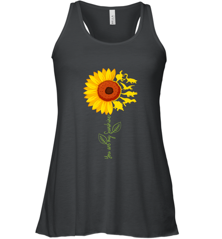 You're My Sunshine Sunflower Dinosaur T Rex Women's Racerback Tank Women's Racerback Tank / Black / XS Women's Racerback Tank - belovedtshirt