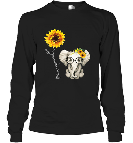 You Are My Sunshine Hippie Sunflower Elephant Gift Friend Long Sleeve T-Shirt Long Sleeve T-Shirt / Black / S Long Sleeve T-Shirt - belovedtshirt