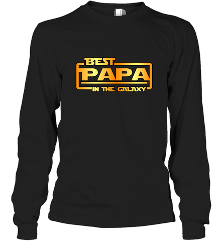 The best Papa in the galaxy Long Sleeve T-Shirt Long Sleeve T-Shirt / Black / S Long Sleeve T-Shirt - belovedtshirt