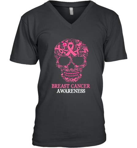 Tattoo Skull Halloween Breast Cancer Awareness Men's V-Neck Men's V-Neck / Black / S Men's V-Neck - belovedtshirt