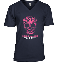 Tattoo Skull Halloween Breast Cancer Awareness Men's V-Neck