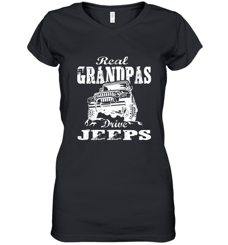 Funny Gift Papa Real Granddpas Drive Women's V-Neck T-Shirt Women's V-Neck T-Shirt / Black / S Women's V-Neck T-Shirt - belovedtshirt
