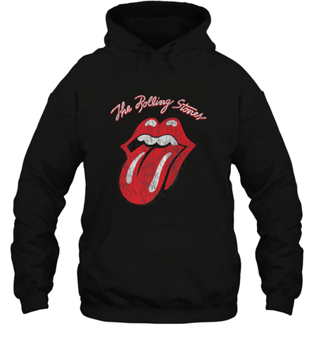 Mens The Rolling Stones Script Tongue Logo Hooded Sweatshirt Hooded Sweatshirt / Black / S Hooded Sweatshirt - belovedtshirt