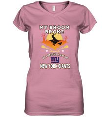 Broom Broke So I Became A Fan of New York Giants  NFL Halloween Costume Women's V-Neck T-Shirt Women's V-Neck T-Shirt - belovedtshirt
