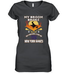 Broom Broke So I Became A Fan of New York Giants  NFL Halloween Costume Women's V-Neck T-Shirt Women's V-Neck T-Shirt - belovedtshirt