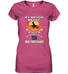 Broom Broke So I Became A Fan of New York Giants  NFL Halloween Costume Women's V-Neck T-Shirt Women's V-Neck T-Shirt - belovedtshirt
