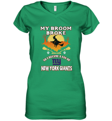 Broom Broke So I Became A Fan of New York Giants  NFL Halloween Costume Women's V-Neck T-Shirt Women's V-Neck T-Shirt - belovedtshirt