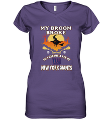Broom Broke So I Became A Fan of New York Giants  NFL Halloween Costume Women's V-Neck T-Shirt Women's V-Neck T-Shirt - belovedtshirt