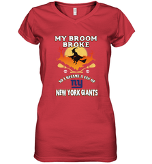 Broom Broke So I Became A Fan of New York Giants  NFL Halloween Costume Women's V-Neck T-Shirt Women's V-Neck T-Shirt - belovedtshirt