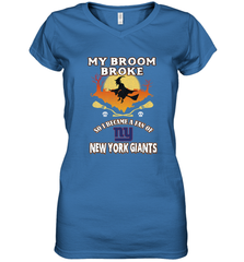 Broom Broke So I Became A Fan of New York Giants  NFL Halloween Costume Women's V-Neck T-Shirt Women's V-Neck T-Shirt - belovedtshirt