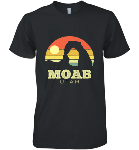 Moab Utah Vintage Sunset Arches Adventure Outdoors Men's Premium T-Shirt Men's Premium T-Shirt / Black / XS Men's Premium T-Shirt - belovedtshirt