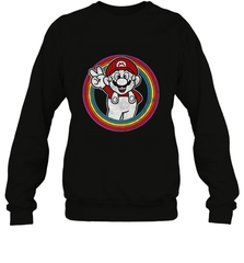 Super Mario Rainbow Circle Distressed Logo Crewneck Sweatshirt Crewneck Sweatshirt - belovedtshirt