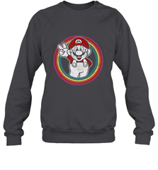 Super Mario Rainbow Circle Distressed Logo Crewneck Sweatshirt Crewneck Sweatshirt - belovedtshirt