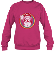 Super Mario Rainbow Circle Distressed Logo Crewneck Sweatshirt Crewneck Sweatshirt - belovedtshirt