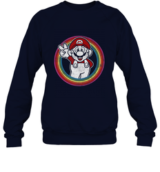 Super Mario Rainbow Circle Distressed Logo Crewneck Sweatshirt