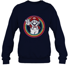 Super Mario Rainbow Circle Distressed Logo Crewneck Sweatshirt Crewneck Sweatshirt - belovedtshirt