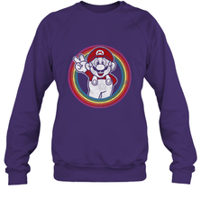 Super Mario Rainbow Circle Distressed Logo Crewneck Sweatshirt Crewneck Sweatshirt - belovedtshirt