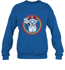 Super Mario Rainbow Circle Distressed Logo Crewneck Sweatshirt Crewneck Sweatshirt - belovedtshirt