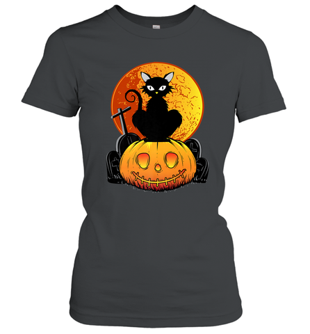 Happy Halloween Spooky Pumpkins Black Cat For Women Women's T-Shirt Women's T-Shirt / Black / S Women's T-Shirt - belovedtshirt