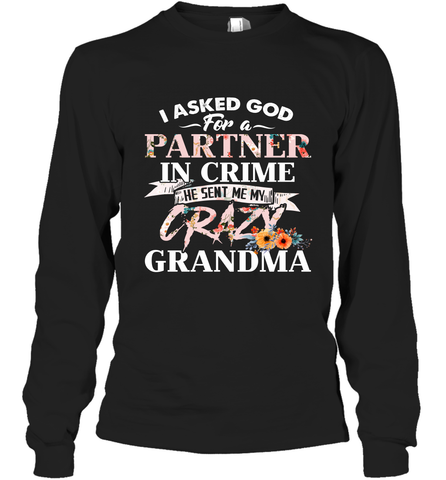 Crazy Grandma design Long Sleeve T-Shirt Long Sleeve T-Shirt / Black / S Long Sleeve T-Shirt - belovedtshirt