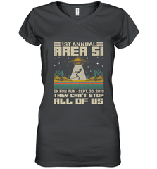 Storm Area 51 5K Fun Run They Can't Stop Us All Vintage UFO Women's V-Neck T-Shirt Women's V-Neck T-Shirt - belovedtshirt