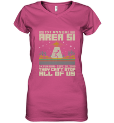 Storm Area 51 5K Fun Run They Can't Stop Us All Vintage UFO Women's V-Neck T-Shirt Women's V-Neck T-Shirt - belovedtshirt