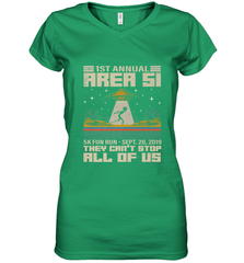Storm Area 51 5K Fun Run They Can't Stop Us All Vintage UFO Women's V-Neck T-Shirt Women's V-Neck T-Shirt - belovedtshirt