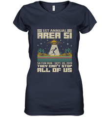 Storm Area 51 5K Fun Run They Can't Stop Us All Vintage UFO Women's V-Neck T-Shirt Women's V-Neck T-Shirt - belovedtshirt
