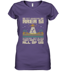 Storm Area 51 5K Fun Run They Can't Stop Us All Vintage UFO Women's V-Neck T-Shirt Women's V-Neck T-Shirt - belovedtshirt