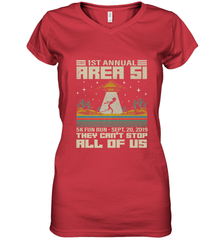 Storm Area 51 5K Fun Run They Can't Stop Us All Vintage UFO Women's V-Neck T-Shirt Women's V-Neck T-Shirt - belovedtshirt