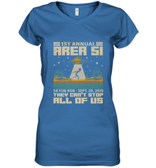 Storm Area 51 5K Fun Run They Can't Stop Us All Vintage UFO Women's V-Neck T-Shirt Women's V-Neck T-Shirt - belovedtshirt