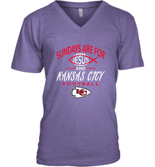 Sundays Are For Jesus and Kansas City Funny Football Men's V-Neck Men's V-Neck - belovedtshirt