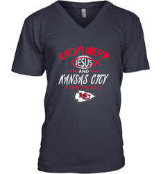 Sundays Are For Jesus and Kansas City Funny Football Men's V-Neck