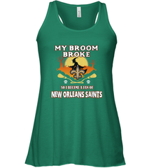 Broom Broke So I Became A Fan of New Orleans Saints   NFL Halloween Costume Women's Racerback Tank Women's Racerback Tank - belovedtshirt