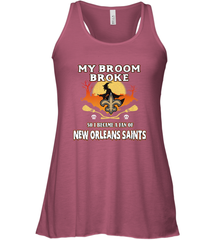 Broom Broke So I Became A Fan of New Orleans Saints   NFL Halloween Costume Women's Racerback Tank Women's Racerback Tank - belovedtshirt