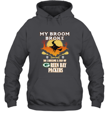 Broom Broke So I Became A Fan of Green Bay Packers  NFL Halloween Costume Hooded Sweatshirt Hooded Sweatshirt - belovedtshirt