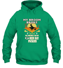 Broom Broke So I Became A Fan of Green Bay Packers  NFL Halloween Costume Hooded Sweatshirt Hooded Sweatshirt - belovedtshirt