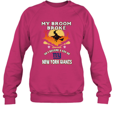 Broom Broke So I Became A Fan of New York Giants  NFL Halloween Costume Crewneck Sweatshirt Crewneck Sweatshirt - belovedtshirt