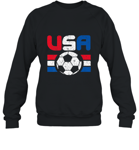 Distressed Red, White and Blue Soccer Flag Shirts of the USA Crewneck Sweatshirt Crewneck Sweatshirt / Black / S Crewneck Sweatshirt - belovedtshirt