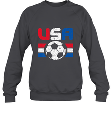 Distressed Red, White and Blue Soccer Flag Shirts of the USA Crewneck Sweatshirt Crewneck Sweatshirt - belovedtshirt