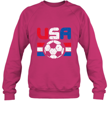 Distressed Red, White and Blue Soccer Flag Shirts of the USA Crewneck Sweatshirt Crewneck Sweatshirt - belovedtshirt