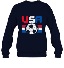 Distressed Red, White and Blue Soccer Flag Shirts of the USA Crewneck Sweatshirt Crewneck Sweatshirt - belovedtshirt