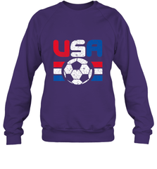 Distressed Red, White and Blue Soccer Flag Shirts of the USA Crewneck Sweatshirt Crewneck Sweatshirt - belovedtshirt