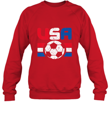 Distressed Red, White and Blue Soccer Flag Shirts of the USA Crewneck Sweatshirt Crewneck Sweatshirt - belovedtshirt