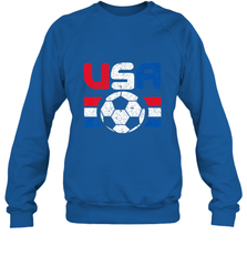 Distressed Red, White and Blue Soccer Flag Shirts of the USA Crewneck Sweatshirt Crewneck Sweatshirt - belovedtshirt