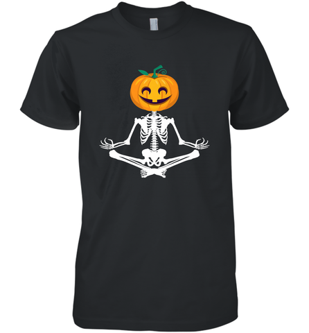 Halloween Yoga Zen Meditation Pumpkin skeleton Gift idea Men's Premium T-Shirt Men's Premium T-Shirt / Black / XS Men's Premium T-Shirt - belovedtshirt