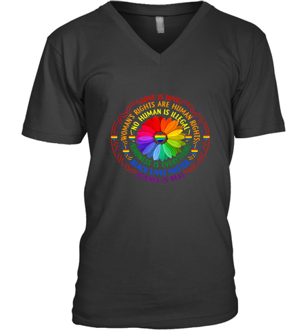 Rainbow Black Lives Matter Science LGBT Pride Flower Men's V-Neck Men's V-Neck / Black / S Men's V-Neck - belovedtshirt