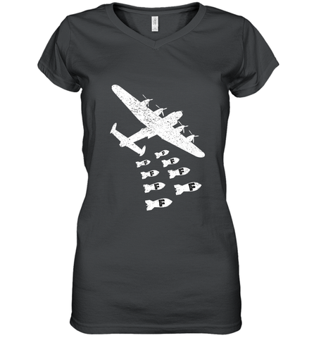 Christmas Gift Idea Bomber Dropping F Bombs Funny Women's V-Neck T-Shirt Women's V-Neck T-Shirt / Black / S Women's V-Neck T-Shirt - belovedtshirt