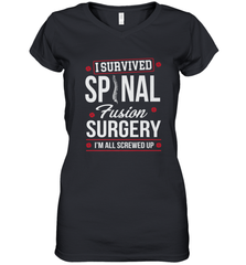 I Survived Spinal Fusion Surgery Women's V-Neck T-Shirt Women's V-Neck T-Shirt - belovedtshirt